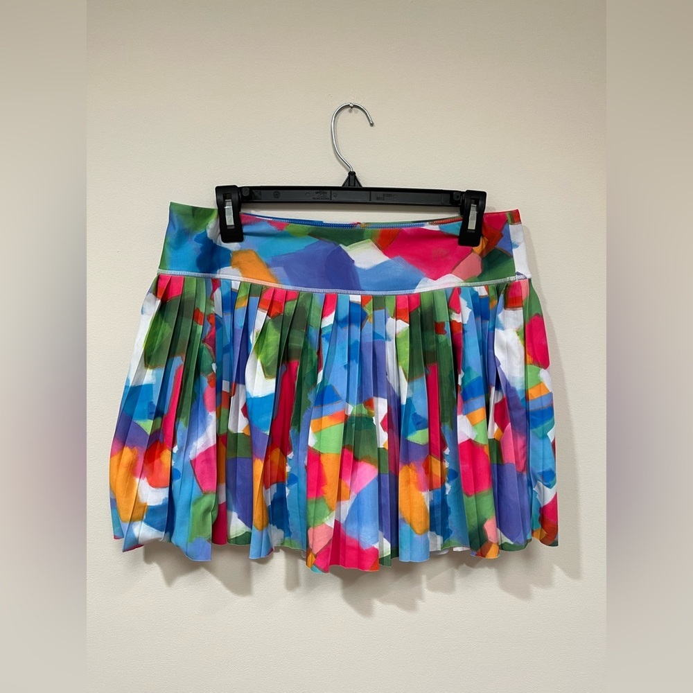 70° x Meghan Rosenthal Colorful Abstract Art Pleated Tennis Skort size Large - Picture 2 of 8